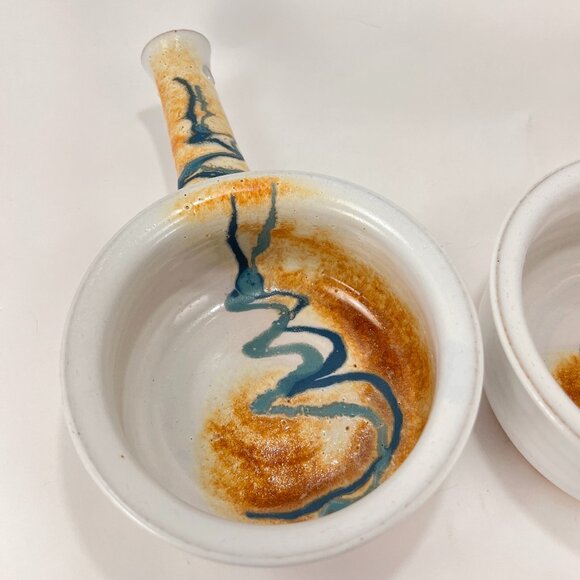 Brenner Tolliver Pottery Handcrafted White Stoneware Soup Bowl Hollow Handle - Picture 6 of 15